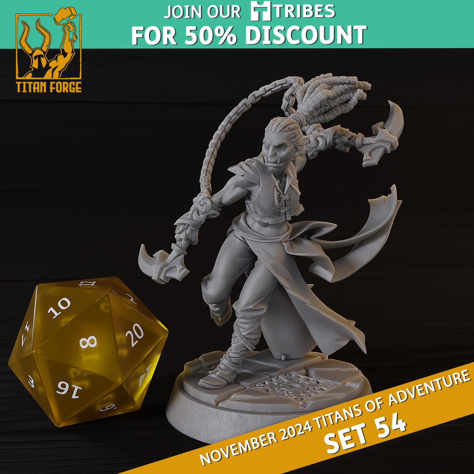 Orc Female Rogue - RPG Hero Character D&D 5e - Titans of Adventure Set 54